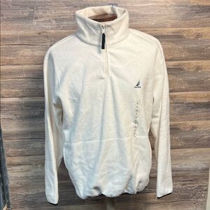 Vintage Nautica Men's Nautech 1/4 Zip Pullover Fleece in Ivory NWT
